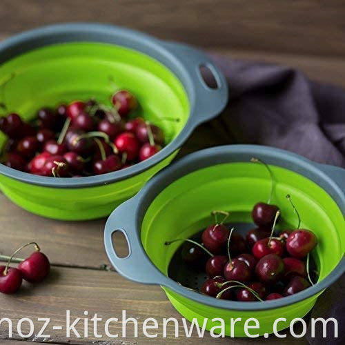 collapsible round colander 2sizes of silicone foldable strainer